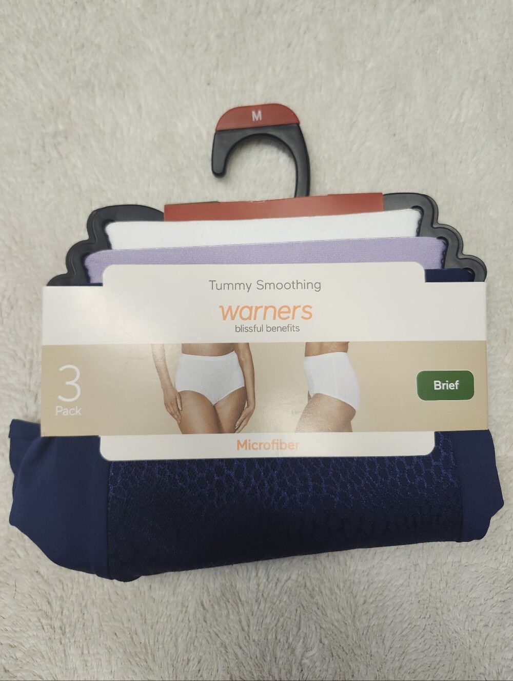 • NWT Warners 3 Pack Tummy Smoothing Brief Microfiber Panties M Multicolor